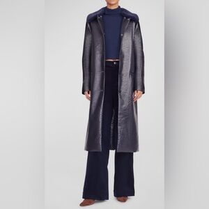 Staud ‘Varnishes’ Patent Vegan Leather Navy Women’s Coat